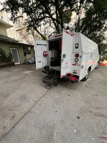 Magnet Plumbing service vehicle on-site for Sewer Line Repair in Florida Gardens